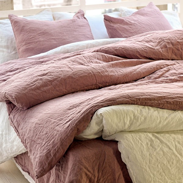 Mauve linen duvet cover 5