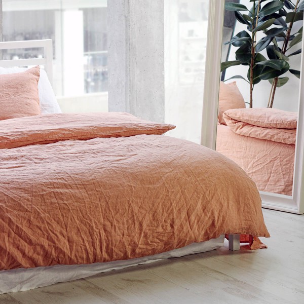 Linen duvet cover in Peach Pie 4