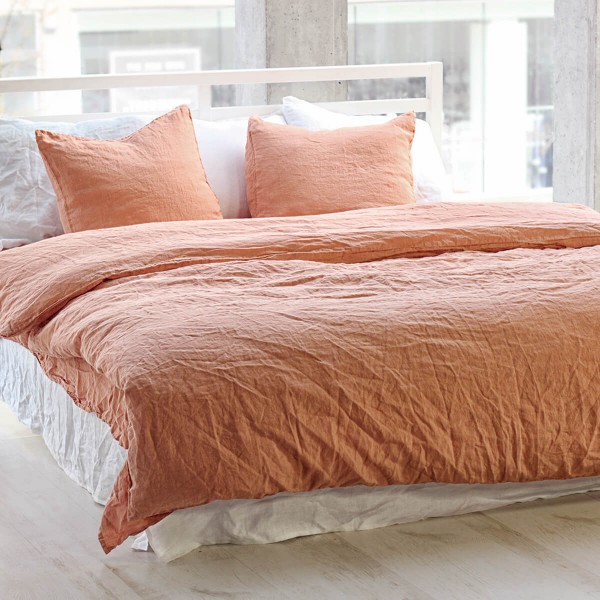 Linen duvet cover in Peach Pie 3