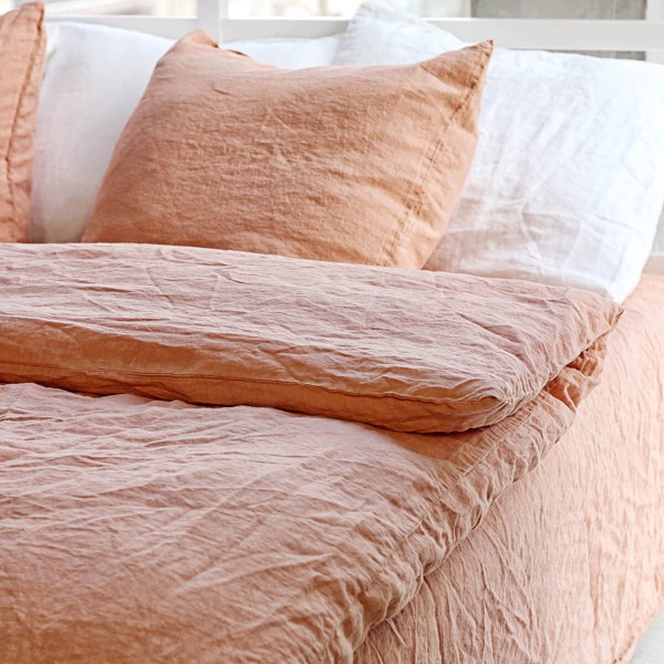 Linen duvet cover in Peach Pie 7