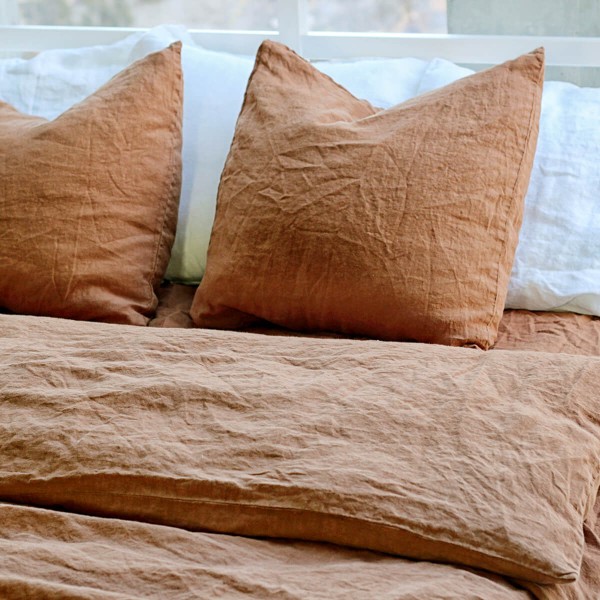 Tobacco linen pillowcase set 4