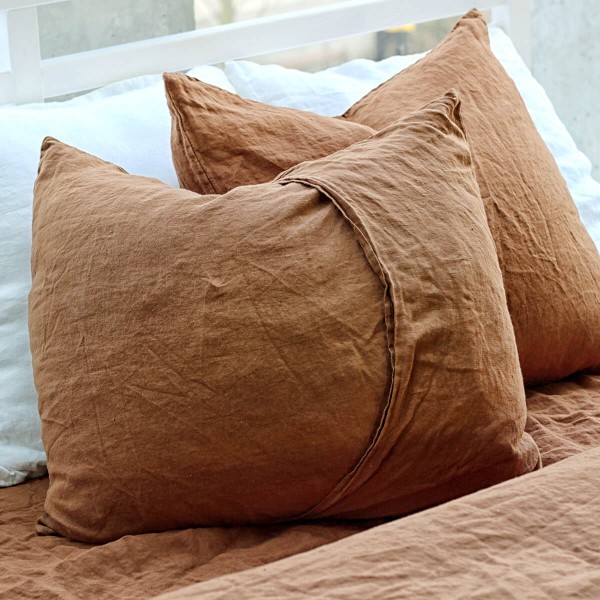 Tobacco linen pillowcase set 3