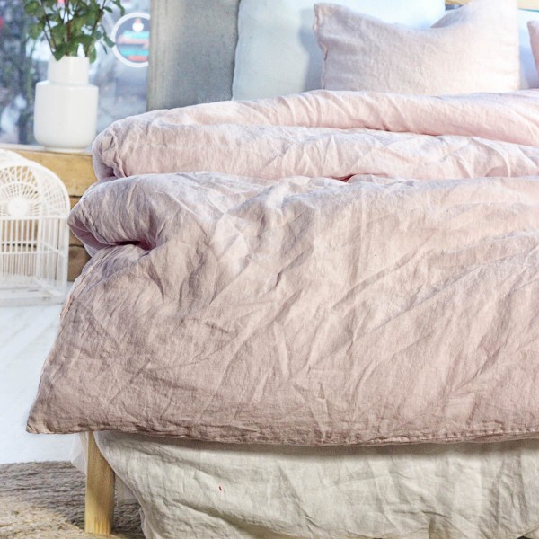 Blush linen pillow covers set 3