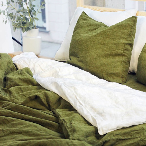 Moss linen pillowcase set 3