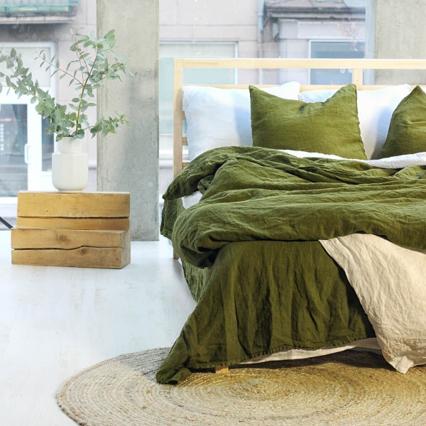 Moss linen pillowcase set 4