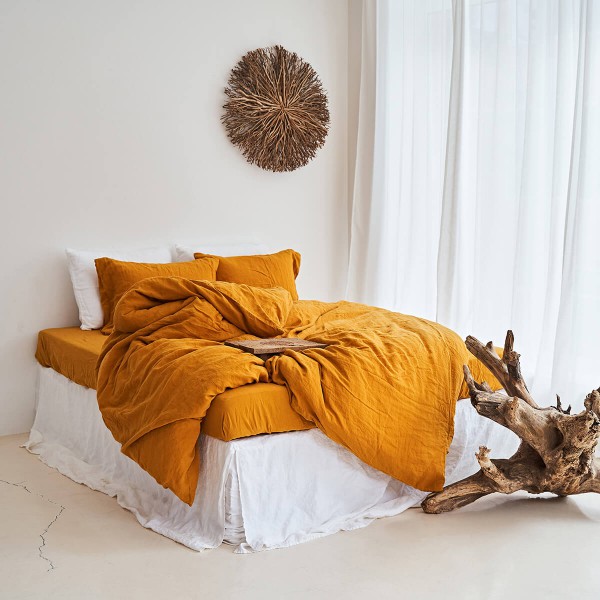 Linen duvet cover in Saffron 3