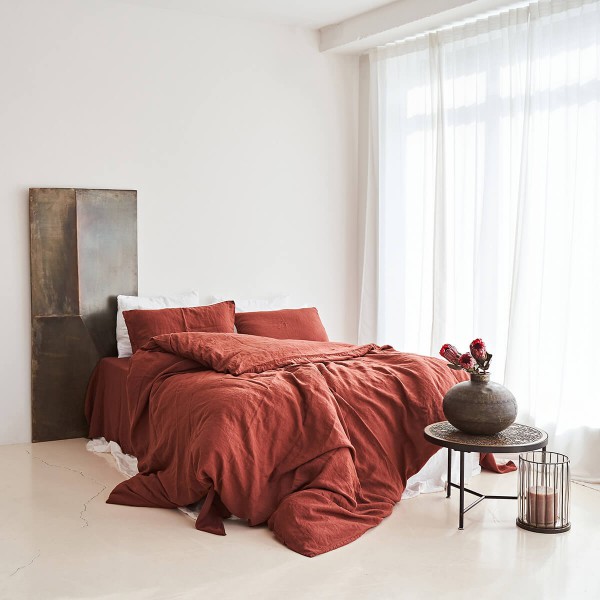 Red Brick linen duvet cover 1