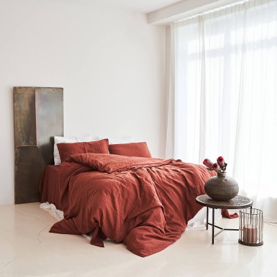 Red Brick linen duvet cover