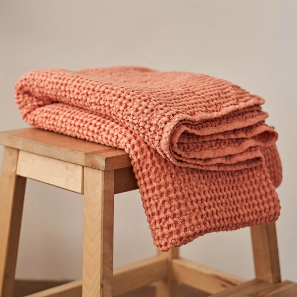 Peach pie linen waffle towel 3