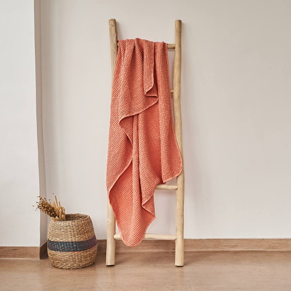 Peach pie linen waffle towel 2