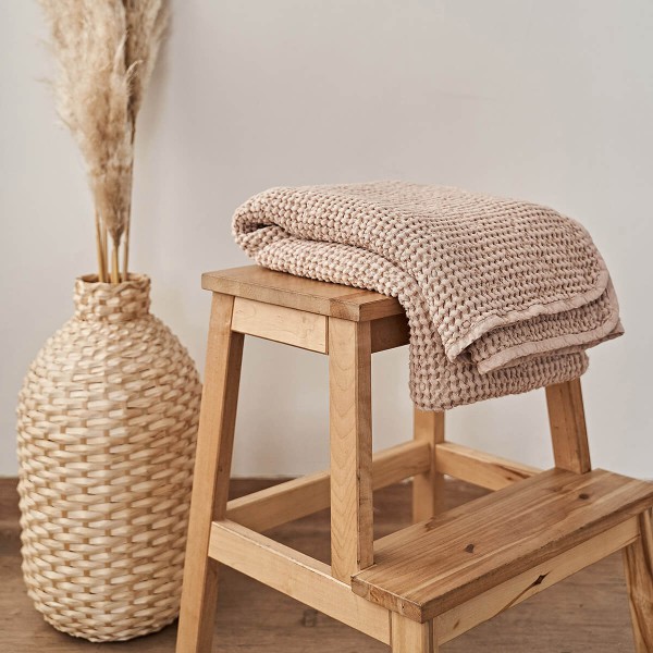 Hazelnut linen waffle towel 1