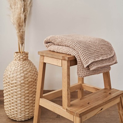 Hazelnut linen waffle towel