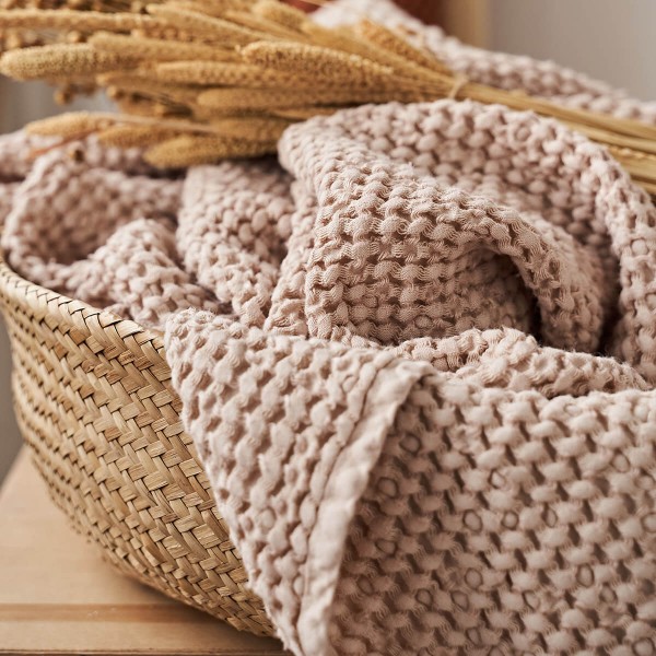 Hazelnut linen waffle towel 5