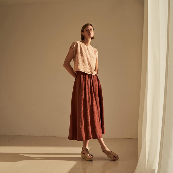 Linen elastic waist maxi skirt SINEAD 2