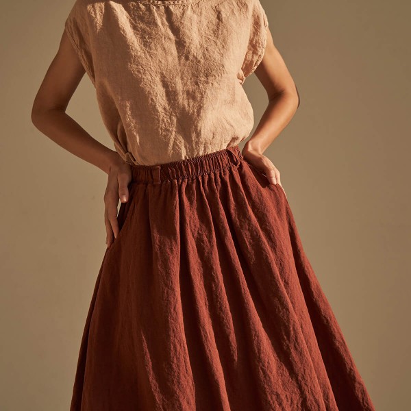 Linen elastic waist maxi skirt SINEAD 7