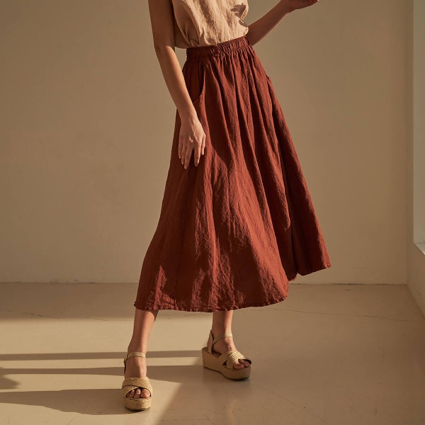 Linen elastic waist maxi skirt SINEAD 5