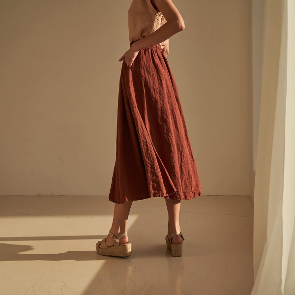 Linen elastic waist maxi skirt SINEAD 6