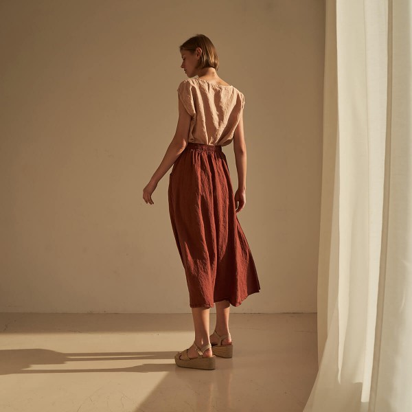 Linen elastic waist maxi skirt SINEAD 4