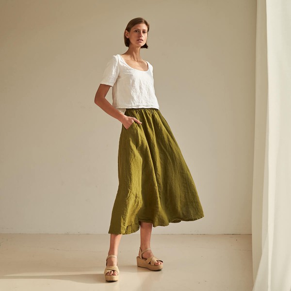 Linen maxi skirt with elastic waist SINEAD 2