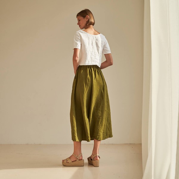 Linen maxi skirt with elastic waist SINEAD 3