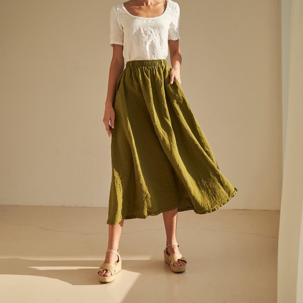 Linen maxi skirt with elastic waist SINEAD 1