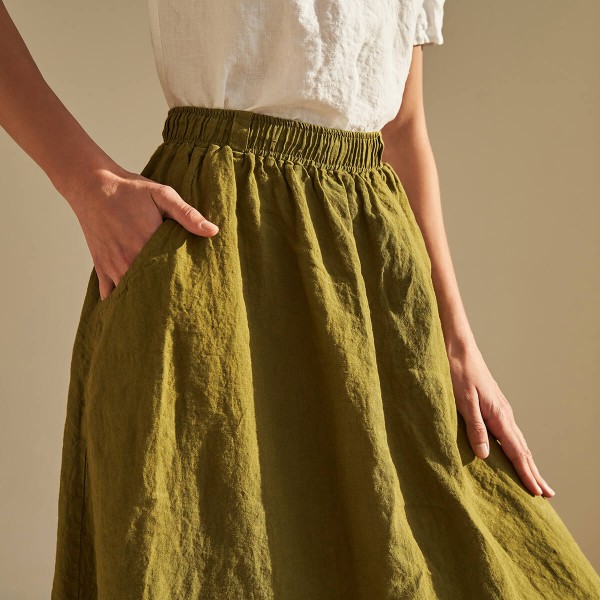 Linen maxi skirt with elastic waist SINEAD 5