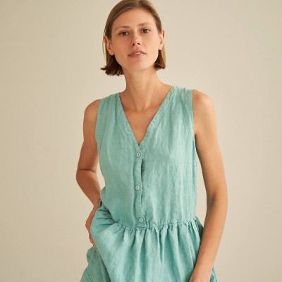 Linen V neck midi dress ONYI