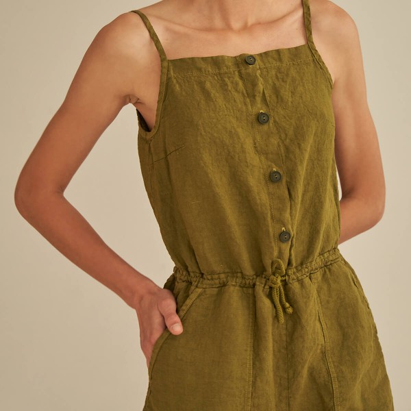 Linen romper in moss LUCA 5