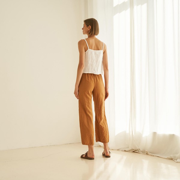 Linen pants with elastic waist HARLOW 4