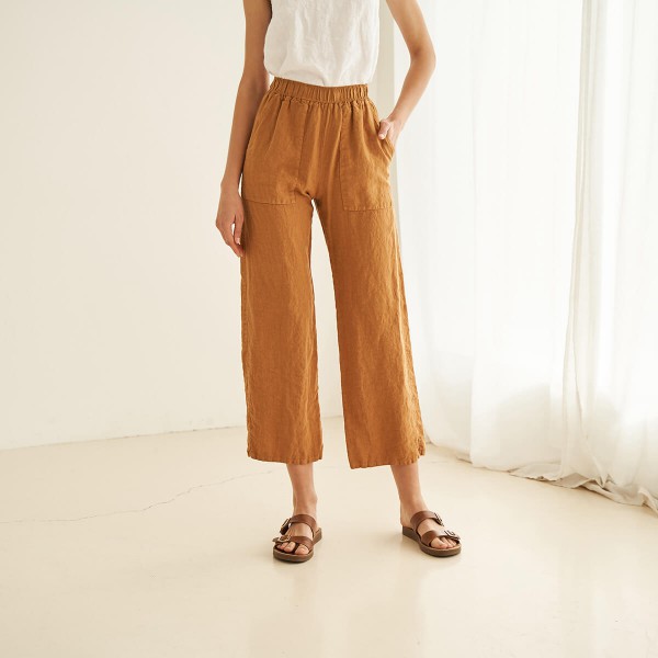 Linen pants with elastic waist HARLOW 1