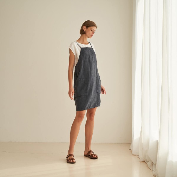 Linen pinafore dress HAVAN 1