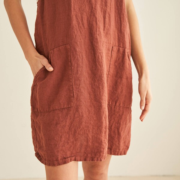 Linen pinafore dress with pockets HAVAN 4