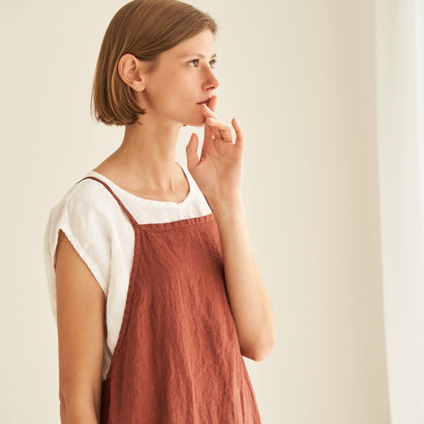 Linen pinafore dress with pockets HAVAN 3