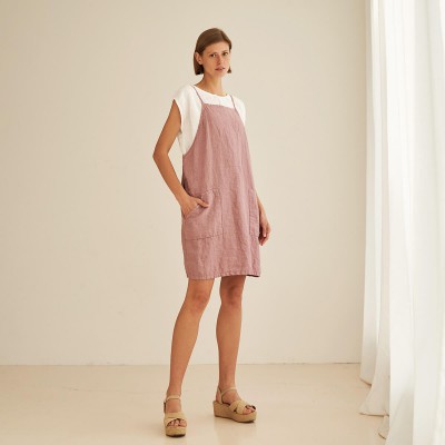 Linen pinafore mini dress HAVAN