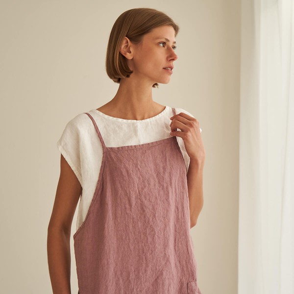 Linen pinafore mini dress HAVAN 3