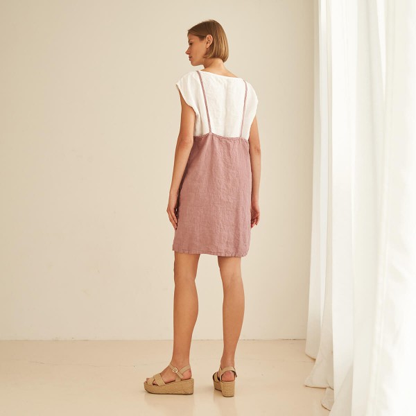 Linen pinafore mini dress HAVAN 2