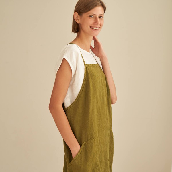 Linen pinafore style dress HAVAN 1