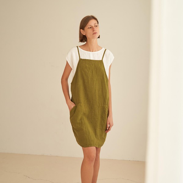 Linen pinafore style dress HAVAN 2