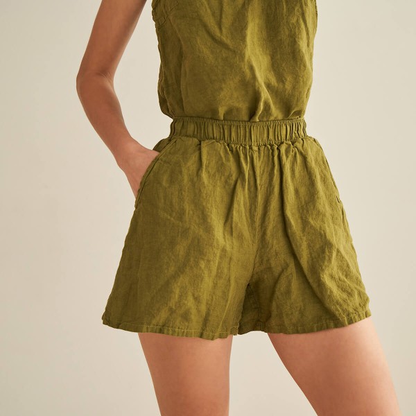 Linen shorts with elastic waist NEBRASKA 3