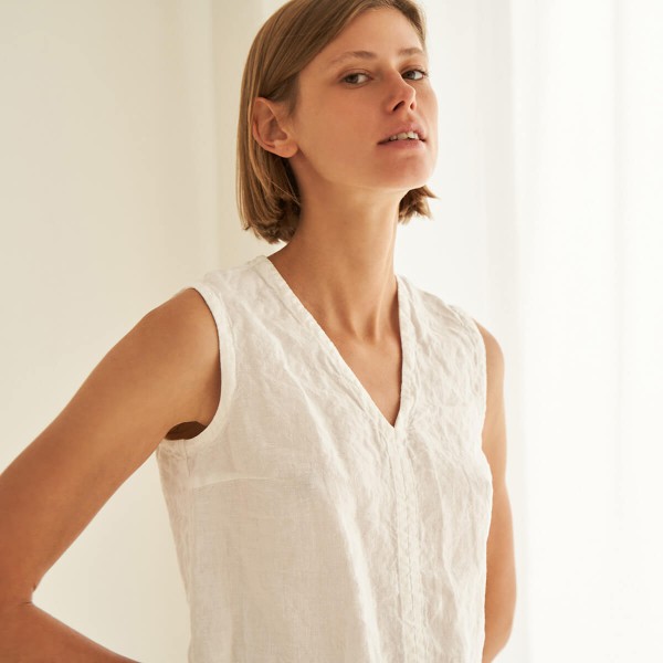 Linen sleeveless V neck top NOVA 3