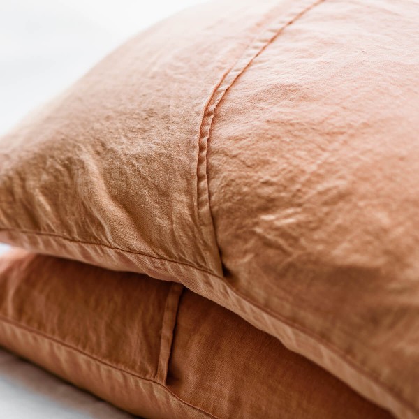 Linen sheet set in peach pie 5