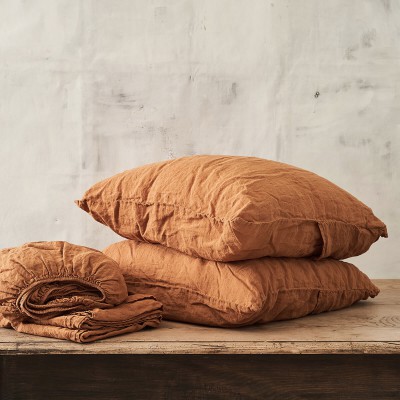 4 piece linen bedding set in Tobacco