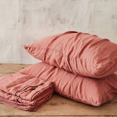 Linen flat sheets and pillow covers set