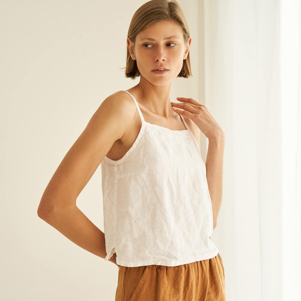 Linen spaghetti strap crop top KHAI 1