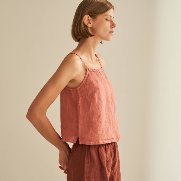 Linen crop top with straps KHAI 1