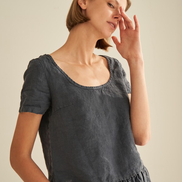 Linen scoop neck top ENYA 2