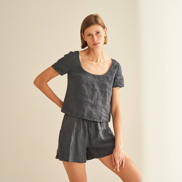 Linen scoop neck top ENYA 1