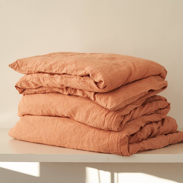 Linen duvet cover in Peach Pie 1