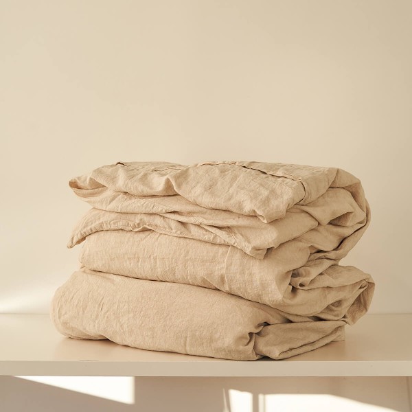 Linen duvet cover in Sand color 1