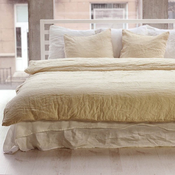 Linen duvet cover in Sand color 2